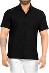 LA LEELA Men's Short Sleeve Button Down Summer Solid Shirts Casual Vacation Camp Shirt for Men Beach Business Work Shirt Tees with Pocket 4XL, Black_W875