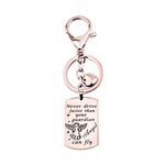 WUSUANED Never Drive Faster Than Your Guardian Angel Can Fly Keychain Bracelet New Driver Gift Sweet 16 Gift (Guardian angel keychain RG)