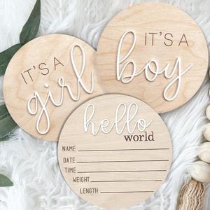 3ps Its a Boy Its a Girl Wooden Sign & Hello World Sign - Gender Reveal Wooden Sign, Acrylic Boy or Girl Announcement, Birth Announcement Sign for Hospital, He or She Photography Prop, Boho Gender Reveal Decorations
