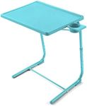 Adjustable TV Tray Table - TV Dinner Tray on Bed & Sofa, Comfortable Folding Table with 6 Height & 3 Tilt Angle Adjustments (Azure)