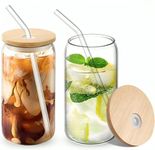 SKDBPM Ice Juice Drinks Glass Can Mug with Straw for Milk/Coffee/Green Tea Cup Set of 1-510ml Transparent Printed Can Shape Cup (Pack of 2) (Juice Pot)