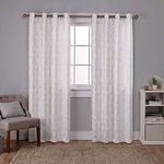 Exclusive Home Curtains Exclusive Home Watford Distressed Metallic Print Thermal Window Curtain Panel Pair with Grommet Top, Fabric, Winter White, Gold, 52x96