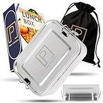 PKS CORNER - Stainless Steel Lunch Box with Movable & Removable Divider Reusable Metal Lunch Container (800 ML) Leak-Proof Bento Box Sandwich Tiffin Food Container for Adults and Kids