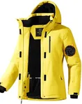 FREE SOLDIER Women's Waterproof Ski Snow Jacket Fleece Lined Warm Winter Rain Jacket with Hood Fully Taped Seams(Yellow,XL)