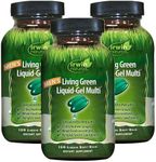 Irwin Naturals Men's Living Green Liquid-Gel Multi - 70 Essential Nutrients, Full-Spectrum Vitamins, Wholefood Blend - Targeted Adrenal & Brain Support - 90 Liquid Softgels (Pack of 3)