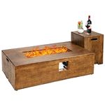 Giantex 2-Piece Propane Fire Pit Table Set with 20 Gallon Tank Side Table, 48 Inch x 27 Inch 50,000 BTU Rectangular Fire Table, Waterproof Cover, Outdoor Furniture