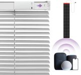 Hapadif Motorized Blinds with Remote Control, Blackout Smart Blinds for Windows, Horizontal Window Electric Blinds Cordless【Solar Powered Blinds】 Custom Automatic Blinds Silver 46" Wx64 H