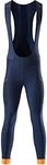 MY KILOMETRE Gravel Men Thermal Bib Tights Winter Cycling Bib Pants with Side Pockets, Blue, Large