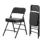 KAIHAOWIN Folding Chairs with Ultra Thick Padded Seat Foldable Chair Indoor Comfortable Metal Chairs with Soft Cushion Black-2 Pack