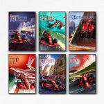 Farrari Poster Formula 1 Car Posters Racing Car Canvas Wall Art For Home Decor (8×12 inch,Set of 6,Unframed)