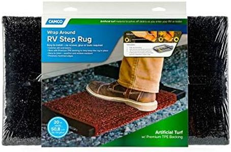 Camco RV Wrap Around Rug | Turf Material Dries Quickly | Easy Install | (42936)