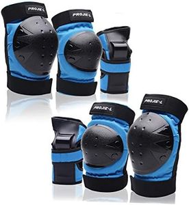 Protective Gear Set for Youth Knee Pads Elbow Pads Wrist Guards for Skateboarding Roller Skating Inline Skate Cycling Bike BMX Bicycle Scootering 6pcs (Blue, X-Large)