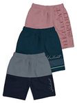 HELLCAT Pack of 3 Trendy Typographic Printed Mid Rise Shorts for Boys - Grey/Petrol Blue/Pink_15-16 Years