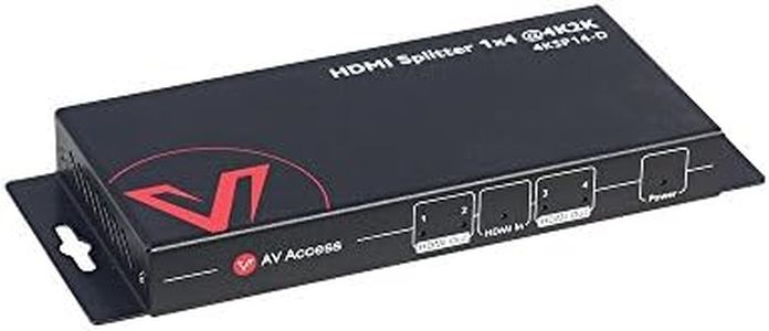 4K HDMI Splitter 1 in 4 Out 1080p 3D, PCM7.1, Dolby TrueHD, DTS-HD Master Audio, Auto EDID, Threaded Power Supply, with Built-in ESD Protection (One Input Four Output AV Access HDMI Distributor 1x4