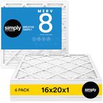 Simply by MervFilters 16x20x1 Air Filter, MERV 8, MPR 600, AC Furnace Air Filter, 6-Pack