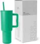 Simple Modern 40 oz Tumbler with Handle and Straw Lid | Insulated Reusable Stainless Steel Water Bottle Travel Mug Cupholder Use | Gifts for Women Men Him Her | Trek Collection | 40oz | Island Jade