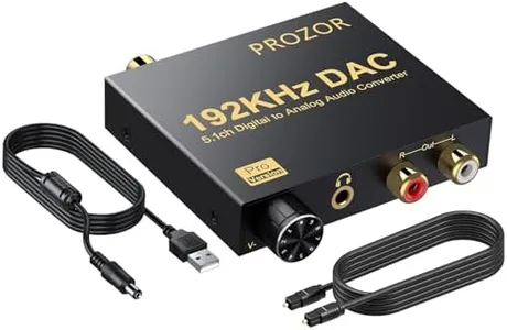 PROZOR 192kHz Digital to Analog Audio Converter Support Dolby AC-3 DTS 5.1CH with Volume Adjustable, Optical to RCA DAC Decoder, Digital DAC Converter SPDIF TOSLINK to Stereo L/R & 3.5mm Jack