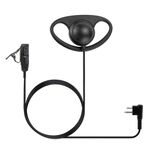 tinshow 2 Pin Radio Earpiece for Walkie Talkie Compatible with Motorola CP040 DP1400 GP68 GP88 GP300 CT150 Security Earpiece D shape Ear Piece for Radio with PTT Mic for Bodyguard Two way Radio Black