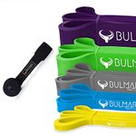 BULMARC's Resistance Band Pull Up Assist Bands Resistance Bands (Set of 5 Pull UP Bands Xlight, Light, Medium, Heavy, XHeavy (2-57) KGS) with Door Anchor Attachment ,100% Natural Thai Latex