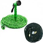 AISENPARTS Flexible Garden Hose with 3/4 1/2 Fittings 7 Functions Spray Nozzle 3 Times Telescopic Anti-Leakage Lightweight Easy Storage for car wash Garden Irrigation Yard