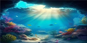 MIRRORANG 120x46cm Undersea Ocean Aquarium Background Sunshine Tropical Fish Tank Background Bearded Dragon Vivarium Background Vinyl