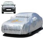 Enew Textured Waterproof with Triple Stitching Car Cover for Fiat Linea - Ultimate Body & Mirror Protection, UV Resistant, Dustproof, without Antenna Pockets (Silver Look)