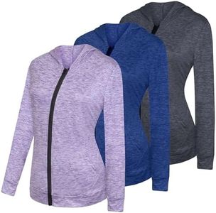 3 Pack: Womens Just My Plus Size Dry Fit Long Sleeve Full Zip Up Hoodie Jacket Ladies Athletic Running Track Workout Sports Yoga Pockets Shirt Rain Sweat Up Winter Rain Lightweight Outerwear-SET3, 2X