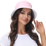 ANOTHER CHOICE Women Reversible Bucket Hat, Summer Sun Hat for Women, Pink-White