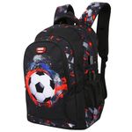 LOVEVO Football Backpack with USB Charging Port for Boys & Girls, Durable & Water Resistant Travel, Sports, SchoolBag or Casual Backpack, 47x31x22cm (Black)