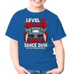 Level 10 Unlocked Awesome Since 2014 10th Birthday 10 Years Old Gaming Gamer Games Unisex Kids Shirt Youth T-Shirt (Royal;XL)