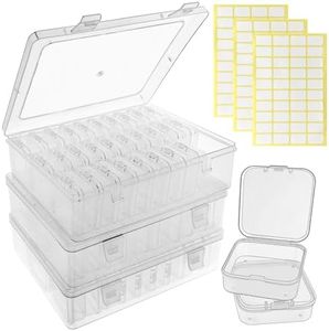 Guyuyii 93 Clear Plastic Bead Storage Containers with Hinged Lids & Labels