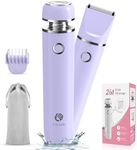 Cayzor Bikini Trimmer and Shaver Kit for Women - 2-in-1 Wet/Dry Electric Body Hair Trimmer Facial Hair Removal Cordless Waterproof Bikini Shaver Razor for Face Lip Chin Pubic Underarm Legs (Purple)