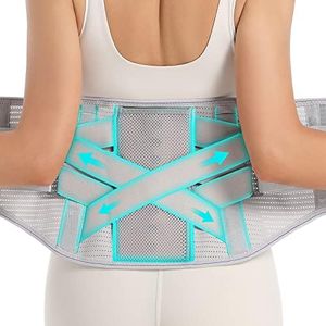 EGJoey Back Brace for Lower Back Pain Relief - Back Support Belt for Women & Men, Lower Back Brace for Herniated Disc, Sciatica. Removable Stays for Lower Back Support with 2 Different Hardness Sets (XX-Large, Grey)