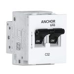 Anchor by Panasonic UNO Mini Modular 20 Amp Double Pole C Curve MCB | ISI Marked Double Pole 20A Miniature Circuit Breaker (98078)