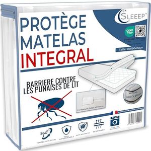 SLEEEP Housse Matelas 90x190 +20cm Anti Punaise de lit avec Fermeture Éclair - Protege Matelas Intégral Imperméable OekoTex - Qualité Hôtellerie