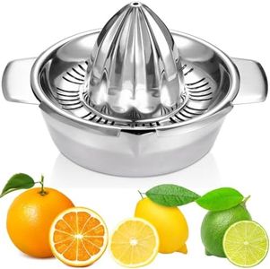 Citrus Lemon Orange Grapefuit Juicer Manual Squeezer 304 Stainless Steel Robust Hand Juicer Reamer Rotation Press with Strainer＆12 OZ Bowl, 2 Pour Spouts, Dishwasher Safe, Easy to Clean, Heavy Duty