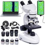 Binocular Microscopes, 200X-5,000X Compound Biological Compound Microscopes With 6x Multiplier, Electronic Eyepieces & Phone Adapter for Adults, Beginners, Laboratory Teaching Gifts