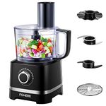 FOHERE Food Processor, 700W Compact Food Mixer with 4 Attachments for Chopping, Slicing, Shredding, Kneading Dough and Emulsifying, 12 Cup Bowl, 2 Speed Setting & Pulse, Glossy Black