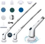 Electric Spin Scrubber, New Cordless Shower Scrubber with 9 Replacement Head, Plus Water Scraper, Mop Holder, 3 Adjustable Speeds and Adjustable Extension Handle for Bathtub Kitchen Floor