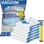 UOUNE Vacuum Storage Bags, 6-Pack (2 Jumbo, 2 Large, 2 Medium) Reusable Space Saver Bags Vacuum Compression Zipper Storage Bags with Airtight Valve and Hand Pump,Work with Vacuum Cleaner