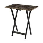 Linon Home Decor Tray Table Set, Faux Marble, Brown