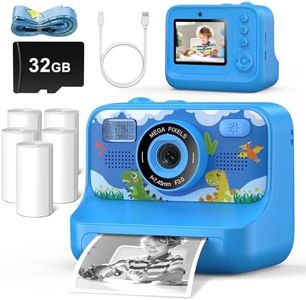 Kids Printing Camera for Age 3-12 Girls Boys 1080P Selfie HD Digital Video Cameras with 5 Print Paper & 32G Card Toddler Portable Travel Toys Camera for Christmas Birthday Gifts