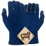 Migliore Wear Merino Wool Gloves Liner, TOUCHSCREEN Knit Gloves, Full Finger Ski Glove Liner for Cold Weather, Elastic Winter Gloves for Cycling, Running, Hiking, Driving, Gym(Navy Blue/M)