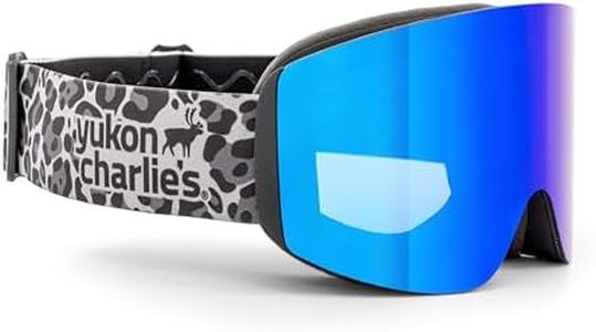 Yukon Charlie's Ropeline Adult Snow Goggles - Raven Frame, MEZ Stratosphere Lens, VLT 16.3% - Ski Goggles with Removable Magnetic Cylindrical Lens - Boosted Contrast, Reduced Glare, Anti-Fog