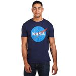 Nasa Men's Circle Logo T Shirt, Blue (Navy Navy), L UK