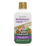 NaturesPlus Animal Parade Gold Liquid Multivitamin - Food Extracted Vitamins and Superfoods for Kids - Natural Tropical Berry Flavour - Immune Support - Gluten Free, Vegetarian - 900ml