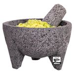 YO PIDO Molcajete 7 in; Spice Mortar; Made with Volcanic Stone; Molcajete Handmade in México; Guacamole and Salsa Maker; Includes Pestle Stone