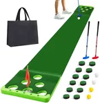 Sagsewful Golf Pong Putting Game Set with Front Border for Indoor&Outdoor, Golf Putting Green Mat Includes 8pcs Golf Balls & Portable Bag,Golf Practice Training Aid for Backyard,Party,Office