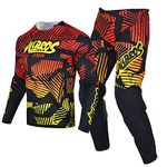 Willbros Motocross Jersey Pants Combo Mens Adult MX Gear Set Protective Offroad Dirt Bike Set Women Riding Racewear Black Red Yellow (Jersey M Pants 32)