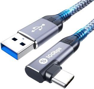 Fannoday Cable USB C de 3 pies, 10 Gbps Android Auto USB C 3.1 Gen 2 a USB Cable de transferencia de datos, ángulo recto USB a USB C 3A carga rápida para Galaxy S23 S22, SSD, Pixel-Grey